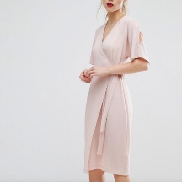 new look pink wrap dress
